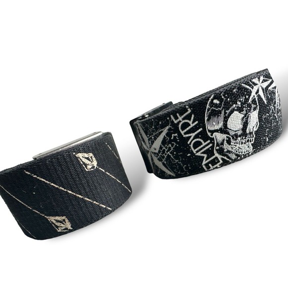 y2k Skater Belts Volcom Empyre Black Web Belts Snowboard Pants Belt Skull Grunge - Picture 5 of 16